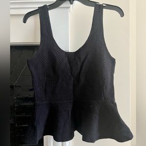 Black Ganni textured peplum tank